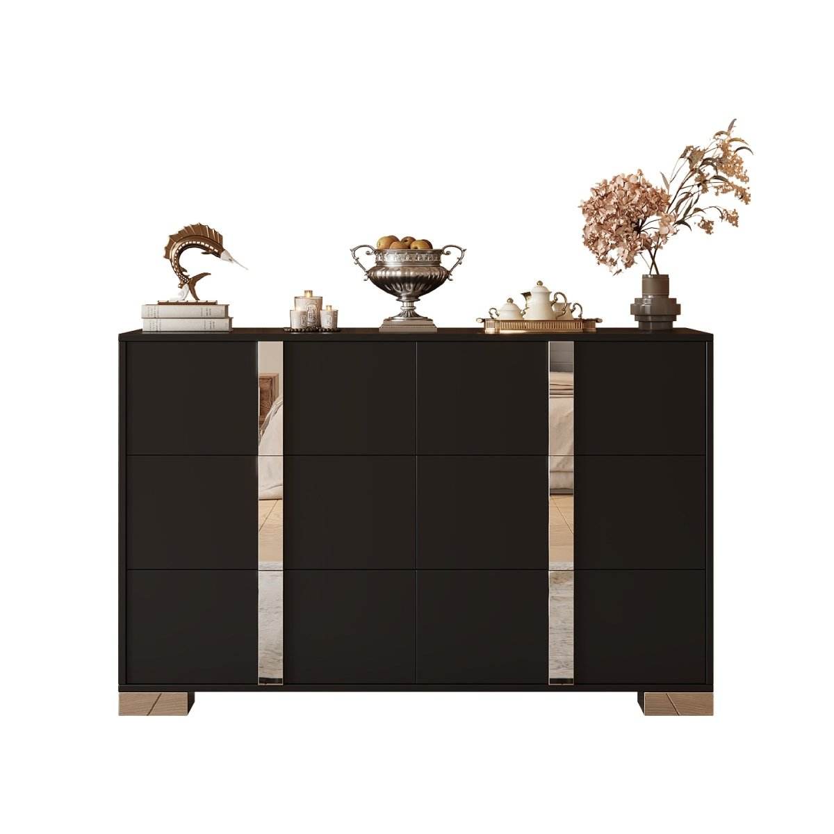 Modern Black MDF Metal 6-Drawer Storage Dresser - Sleep Galleria