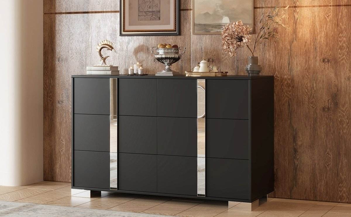 Modern Black MDF Metal 6-Drawer Storage Dresser - Sleep Galleria