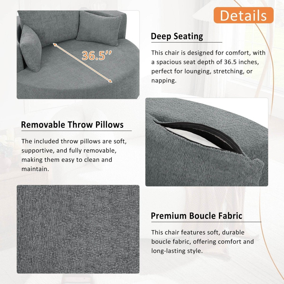 Modern Chenille Swivel Accent Chair - Sleep Galleria