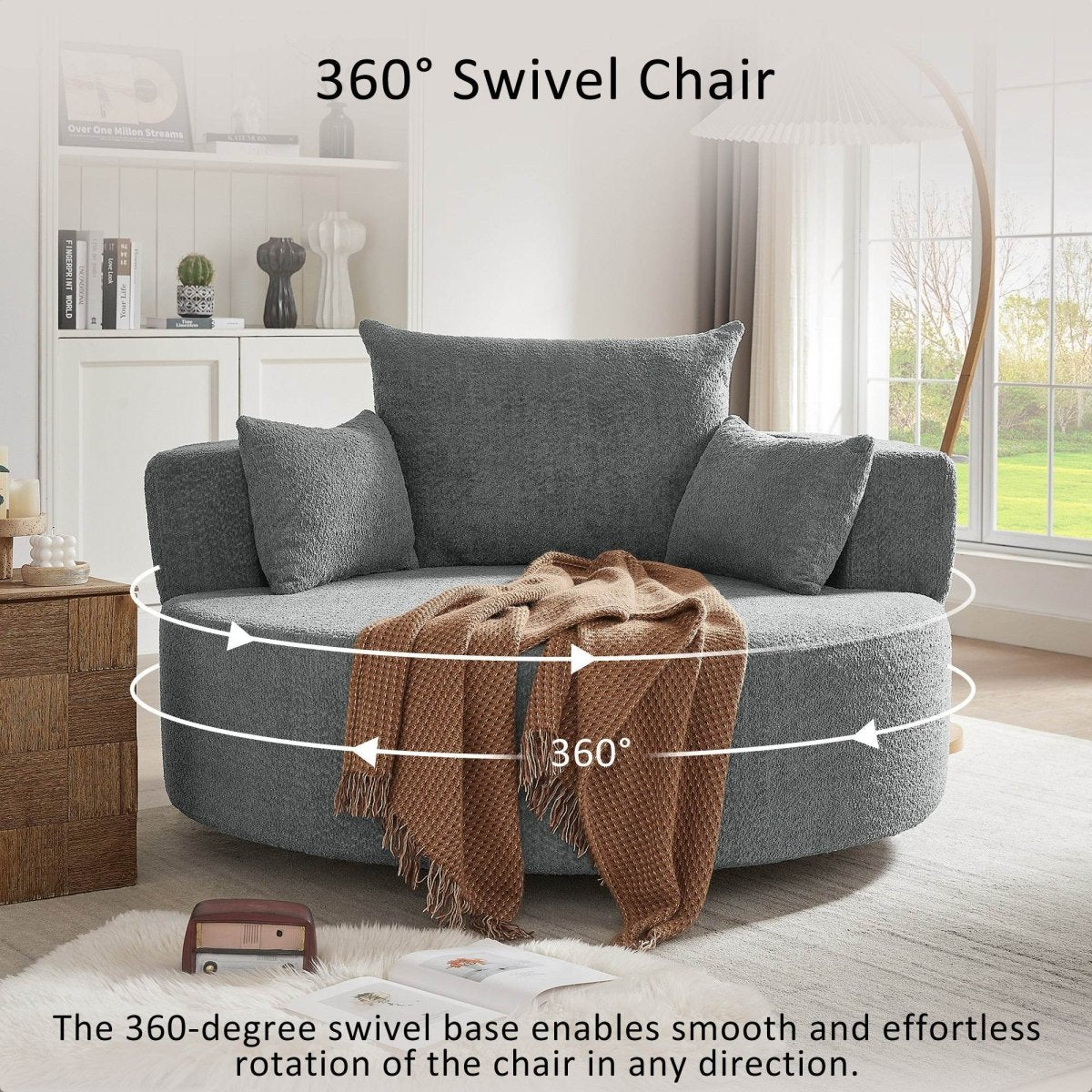 Modern Chenille Swivel Accent Chair - Sleep Galleria