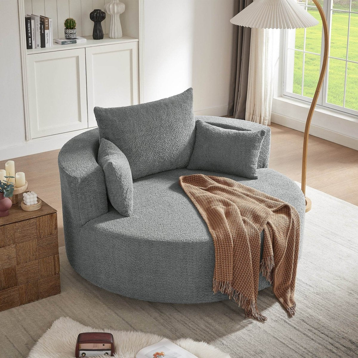 Modern Chenille Swivel Accent Chair - Sleep Galleria