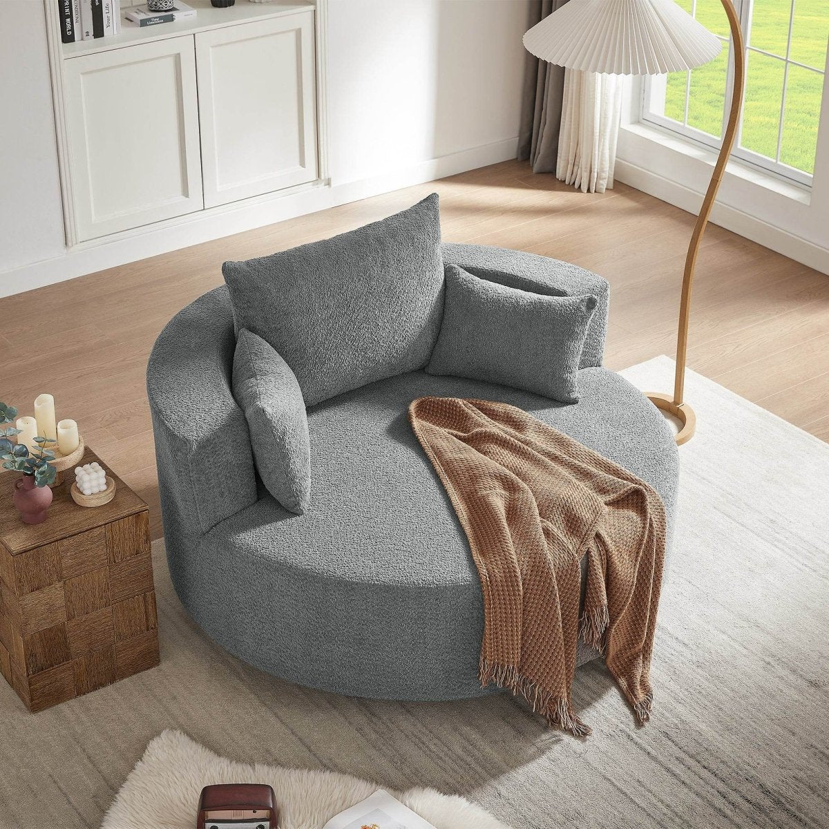 Modern Chenille Swivel Accent Chair - Sleep Galleria
