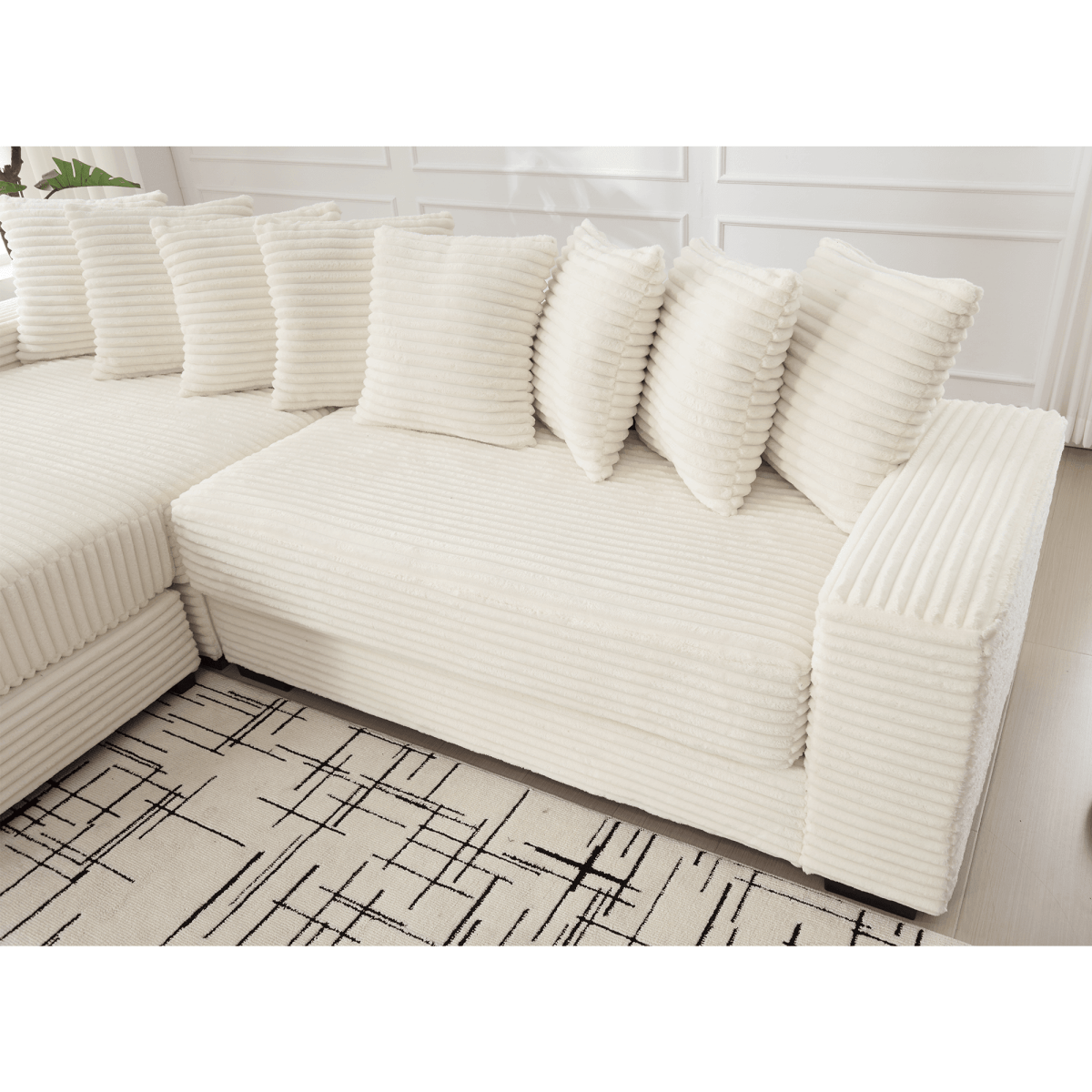 Modern Corduroy Modular Sofa With Pillows - Sleep Galleria