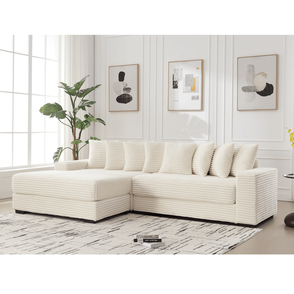 Modern Corduroy Modular Sofa With Pillows - Sleep Galleria