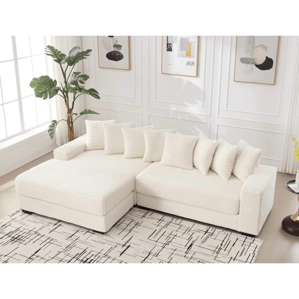 Modern Corduroy Modular Sofa With Pillows - Sleep Galleria