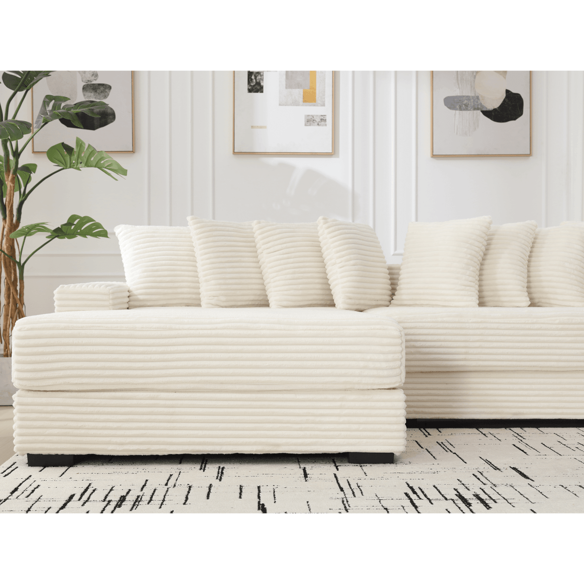 Modern Corduroy Modular Sofa With Pillows - Sleep Galleria