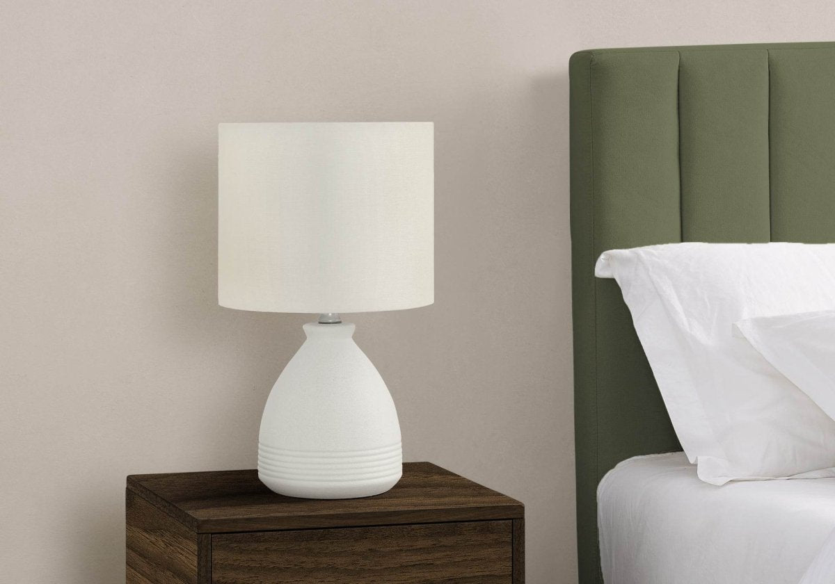 Modern Cream Ceramic 17-Inch Table Lamp With Shade - Sleep Galleria