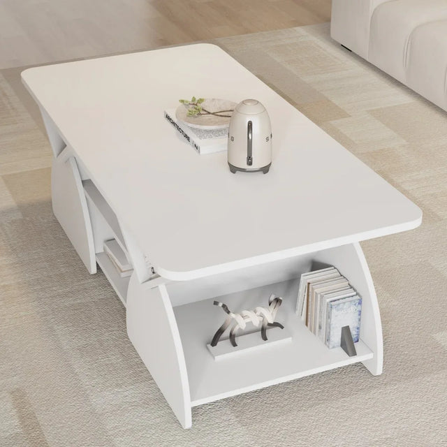 Modern Engineered Wood Coffee Table With Storage Shelves - Omega Lifestyles