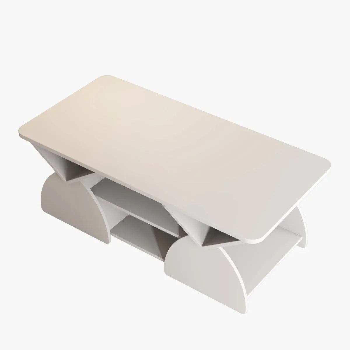 Modern Engineered Wood Coffee Table With Storage Shelves - Omega Lifestyles