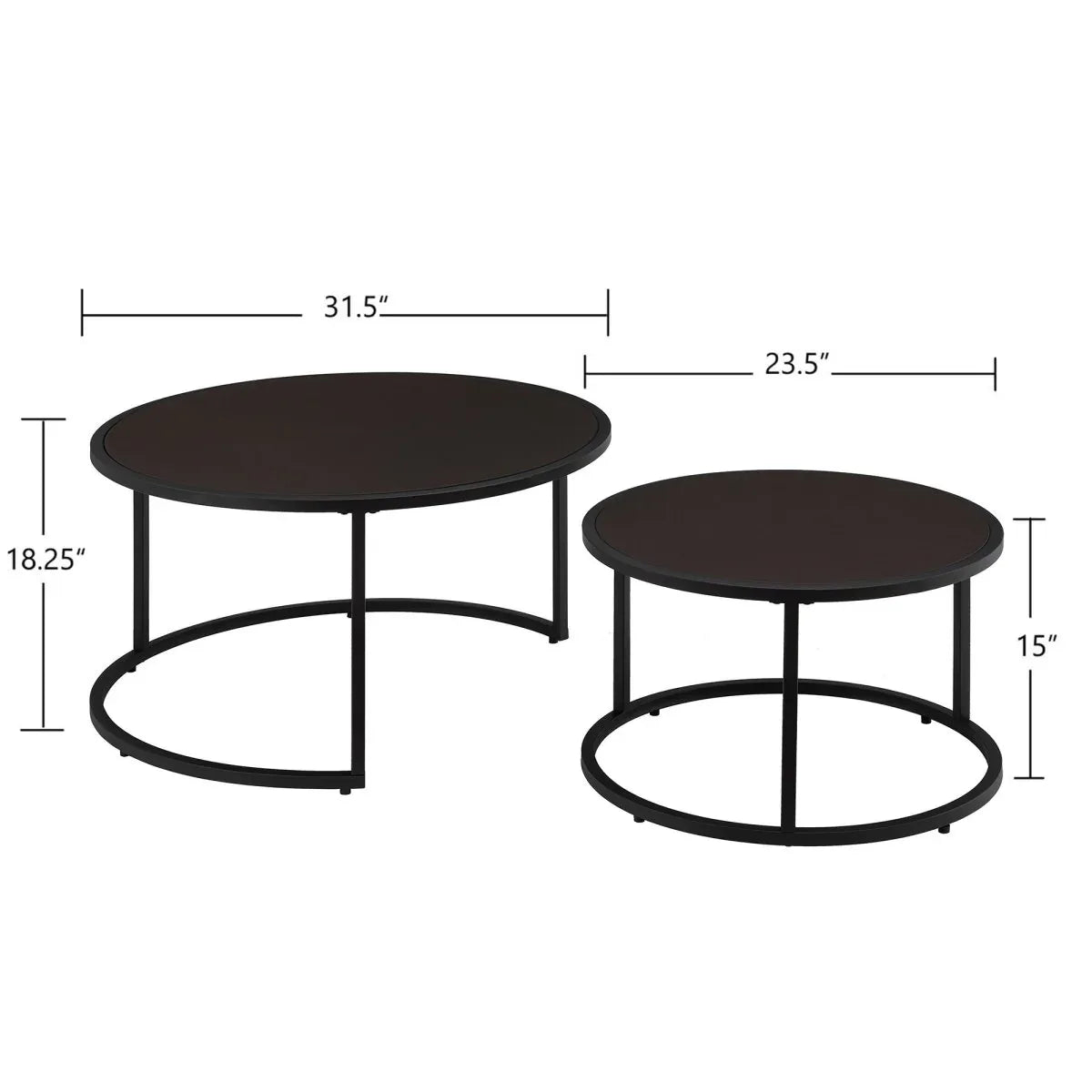 Modern Faux Leather Nesting Round Coffee Table Set Of 2 - Omega Lifestyles
