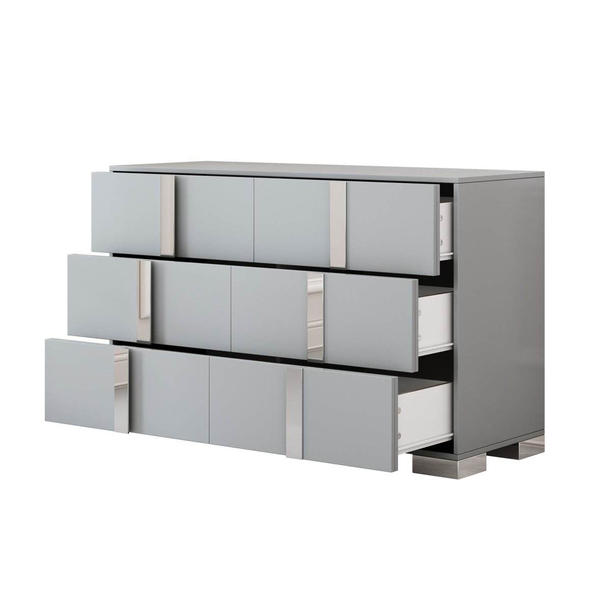 Modern Gray MDF Metal 6-Drawer Storage Dresser - Sleep Galleria