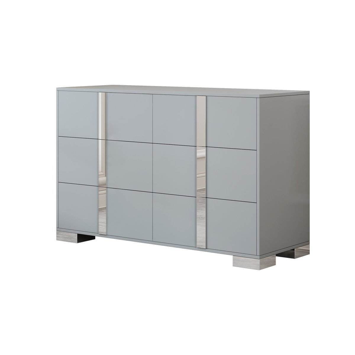 Modern Gray MDF Metal 6-Drawer Storage Dresser - Sleep Galleria