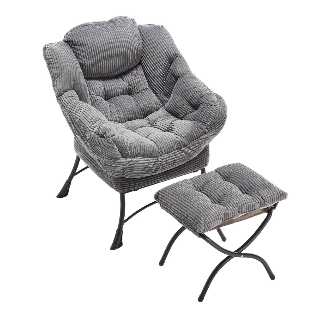 Modern Grey Accent Chair With Ottoman - Omega Lifestyles