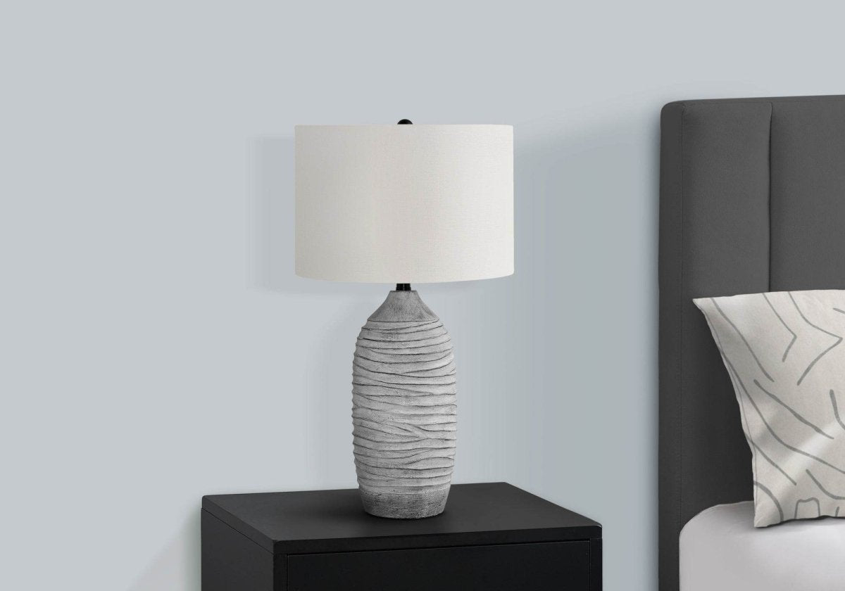 Modern Grey Resin Vase-Shaped Table Lamp 27-Inch - Sleep Galleria
