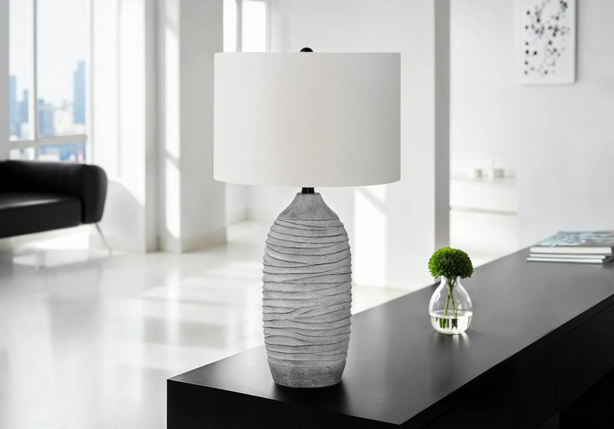 Modern Grey Resin Vase-Shaped Table Lamp 27-Inch - Sleep Galleria