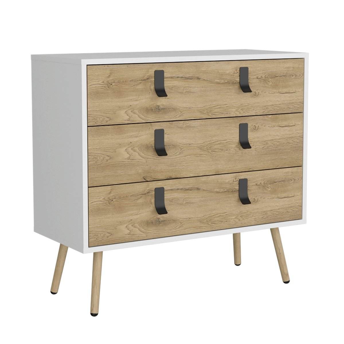 Modern Pine Wood 3-Drawer White Walnut Dresser - Sleep Galleria