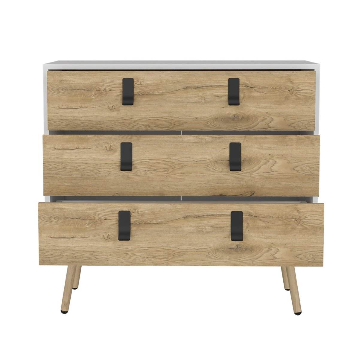 Modern Pine Wood 3-Drawer White Walnut Dresser - Sleep Galleria