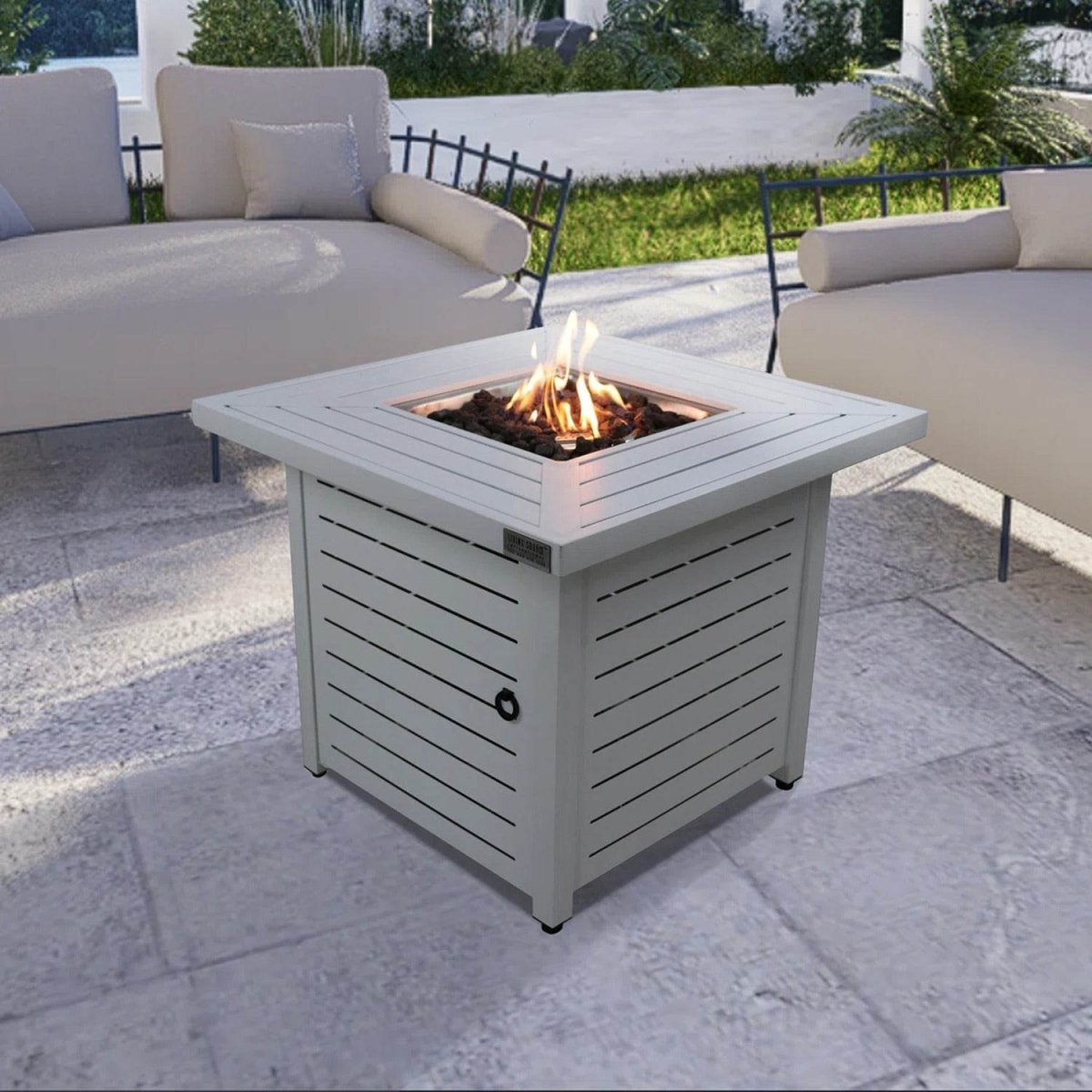 Modern Steel Propane Outdoor Fire Pit Table 40000 BTU - Zenvia - Omega Lifestyles