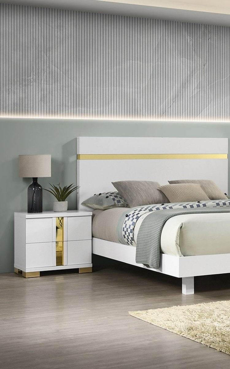 Modern White 3-Piece Bedroom Set With LED Nightstands - Sleep Galleria
