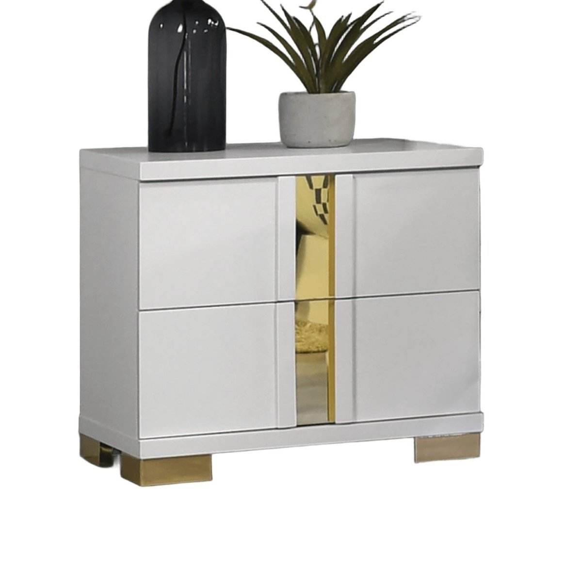 Modern White 3-Piece Bedroom Set With LED Nightstands - Sleep Galleria