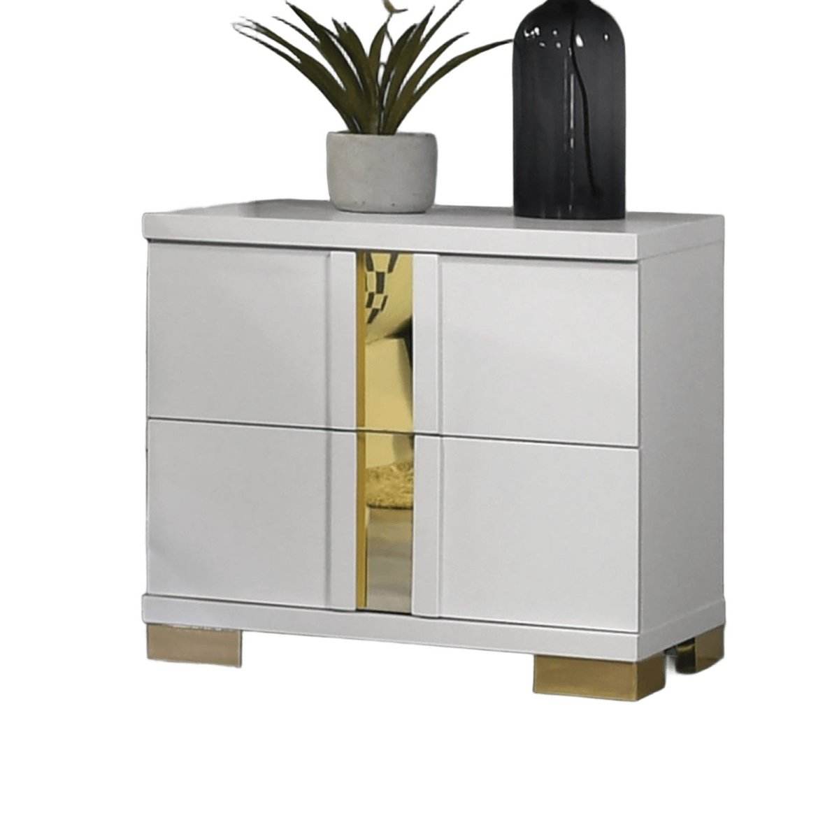Modern White 3-Piece Bedroom Set With LED Nightstands - Sleep Galleria