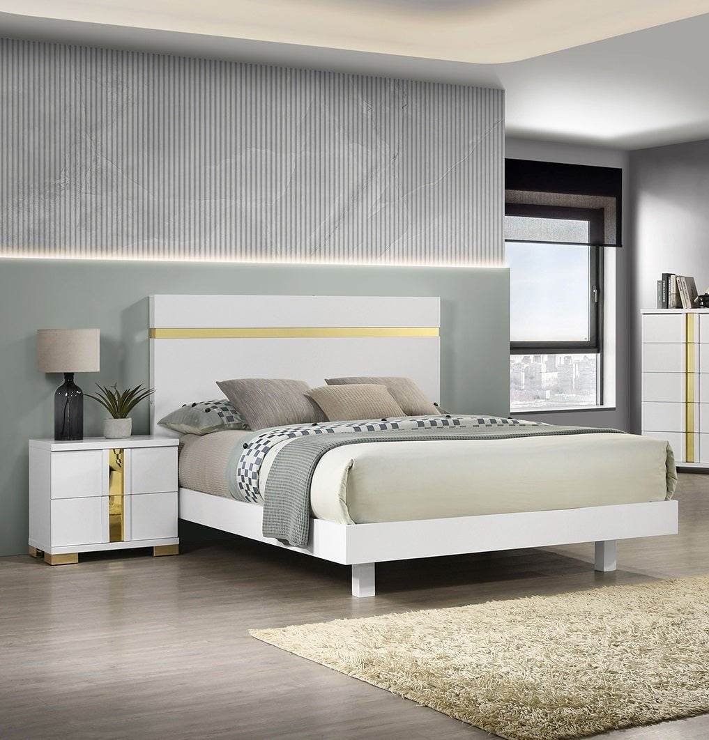 Modern White 3-Piece Bedroom Set With LED Nightstands - Sleep Galleria