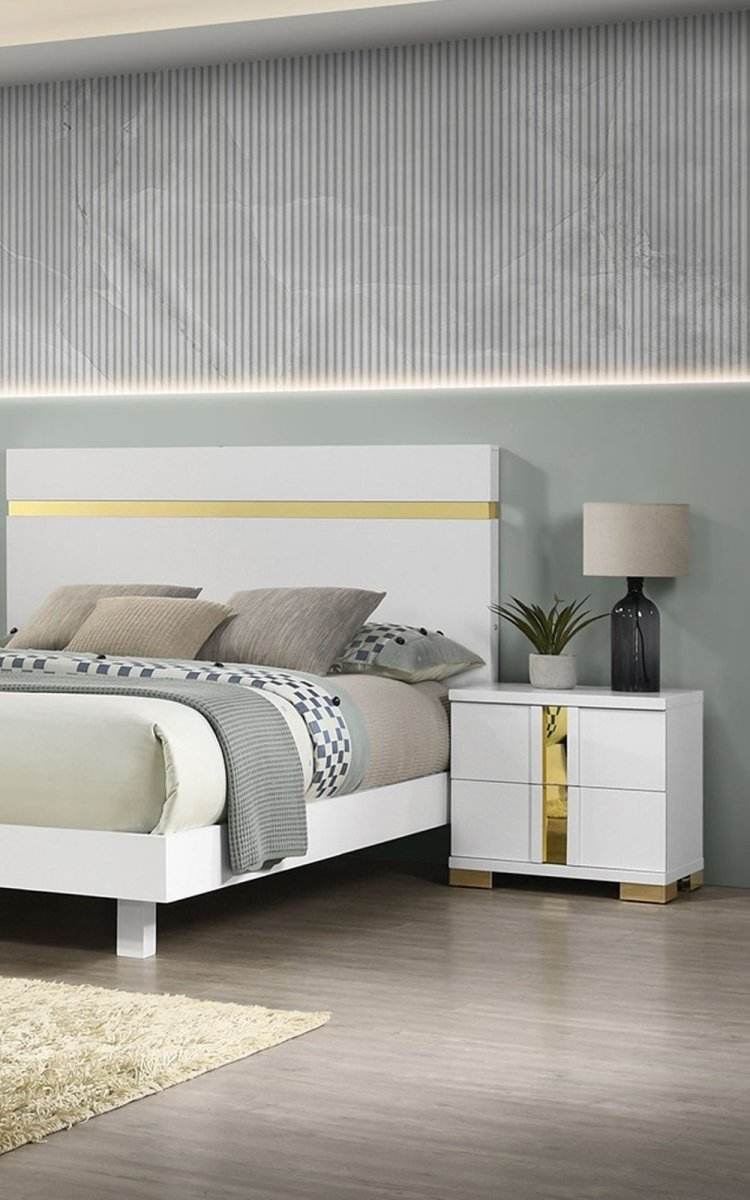 Modern White 3-Piece Bedroom Set With LED Nightstands - Sleep Galleria