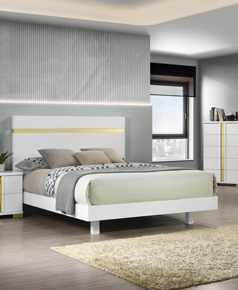 Modern White 3-Piece Bedroom Set With LED Nightstands - Sleep Galleria