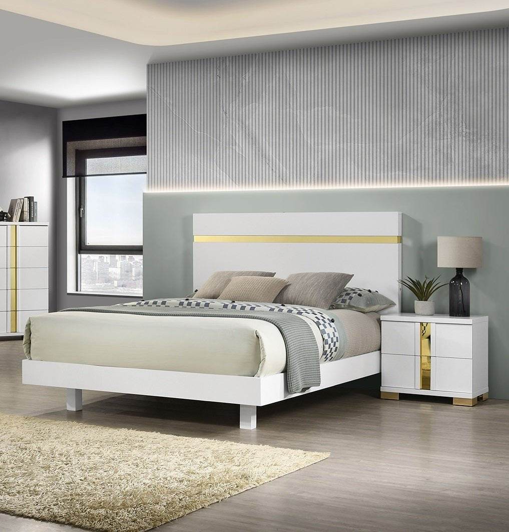 Modern White 3-Piece Bedroom Set With LED Nightstands - Sleep Galleria