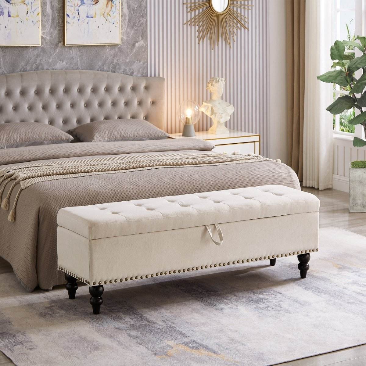 Multifunctional Storage Bed Bench Ottoman With Upholstery - Sleep Galleria
