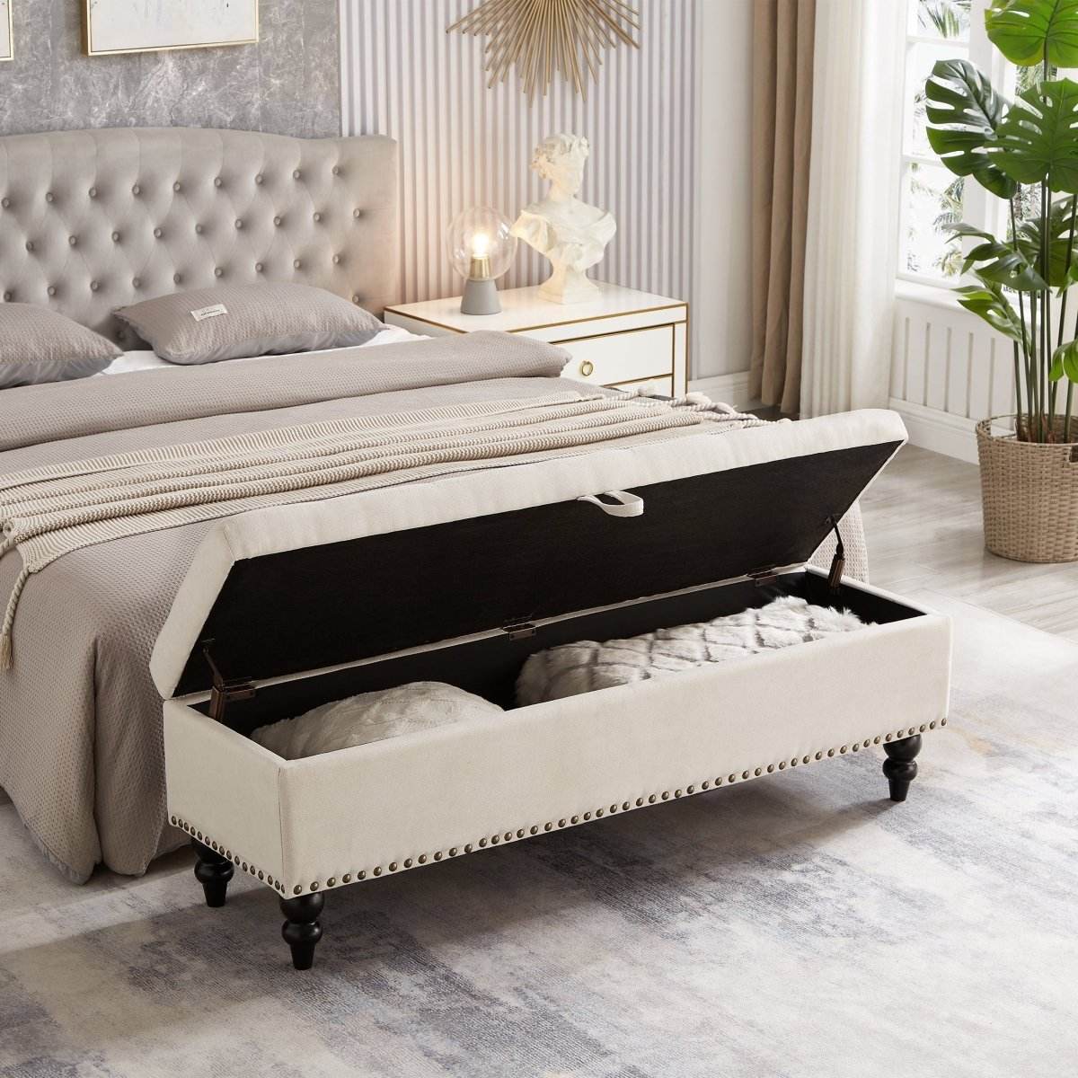 Multifunctional Storage Bed Bench Ottoman With Upholstery - Sleep Galleria