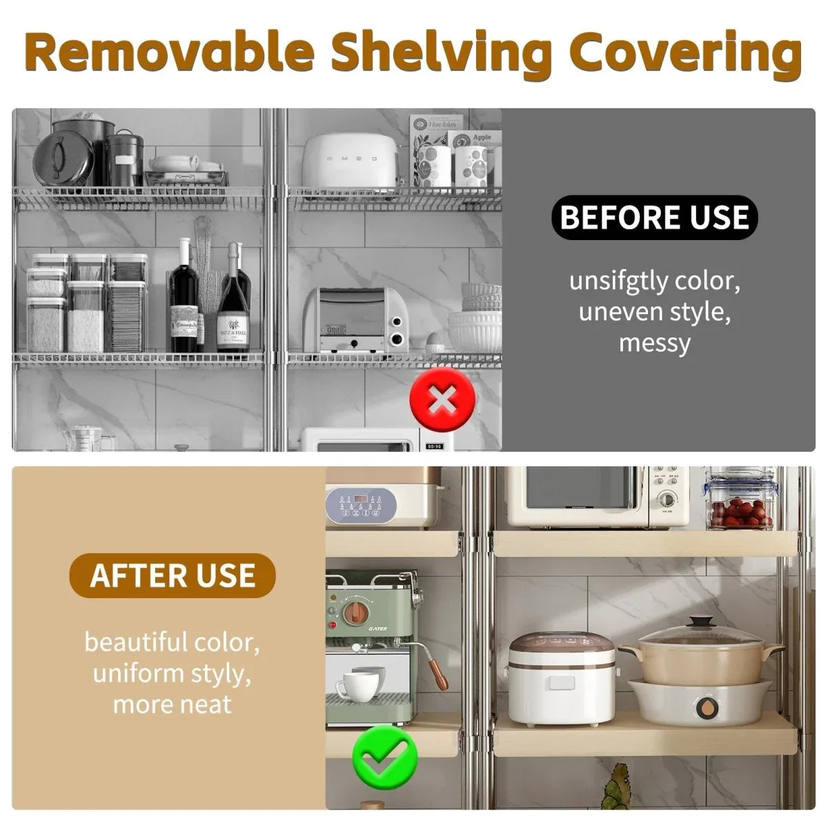 Pack Of 5 Oak Foamed PVC Wire Shelf Covers - Omega Lifestyles