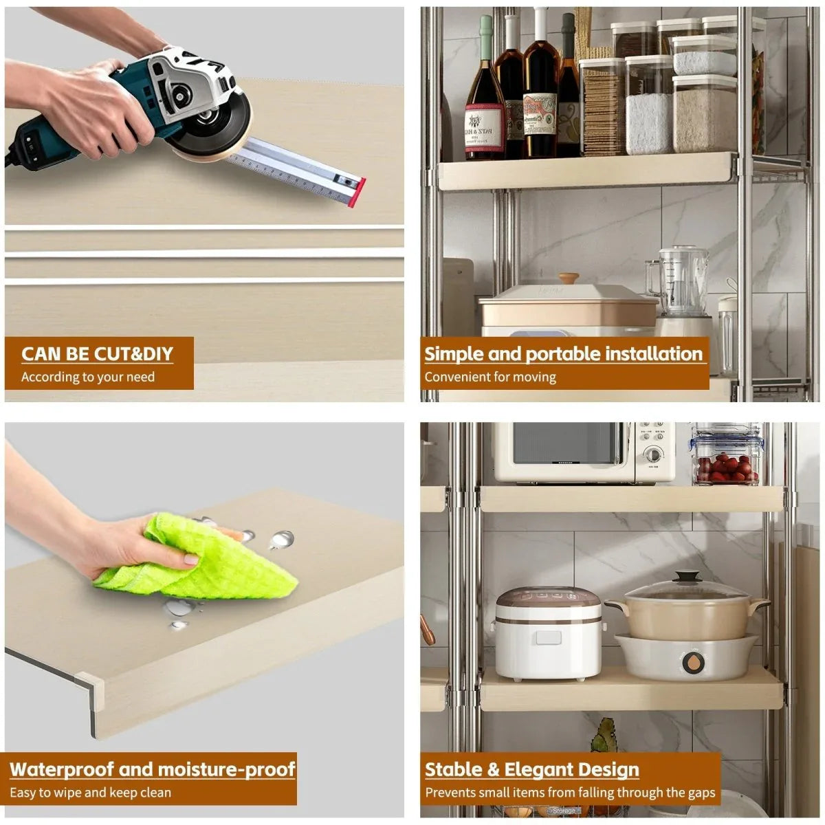 Pack Of 5 Oak Foamed PVC Wire Shelf Covers - Omega Lifestyles