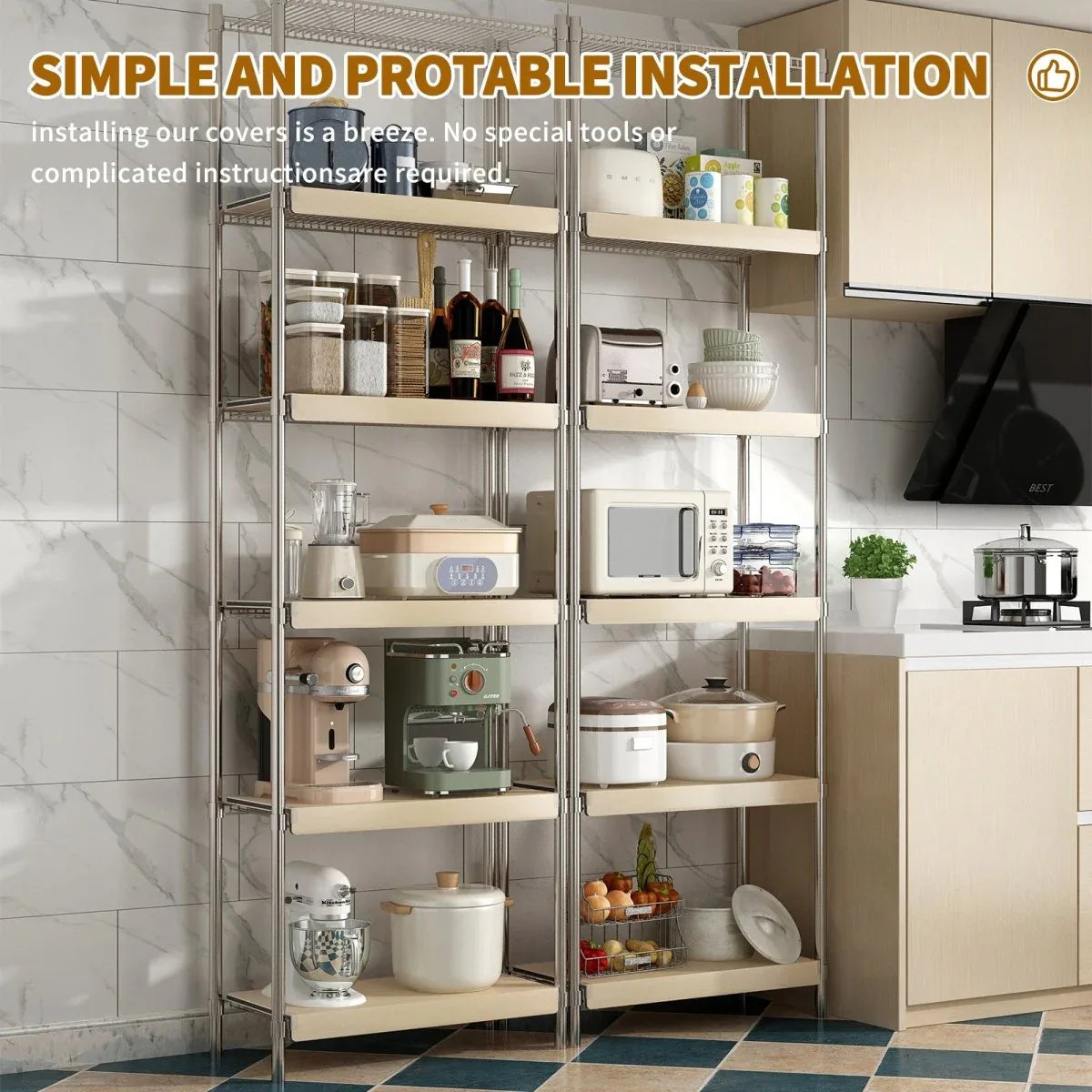 Pack Of 5 Oak Foamed PVC Wire Shelf Covers - Omega Lifestyles