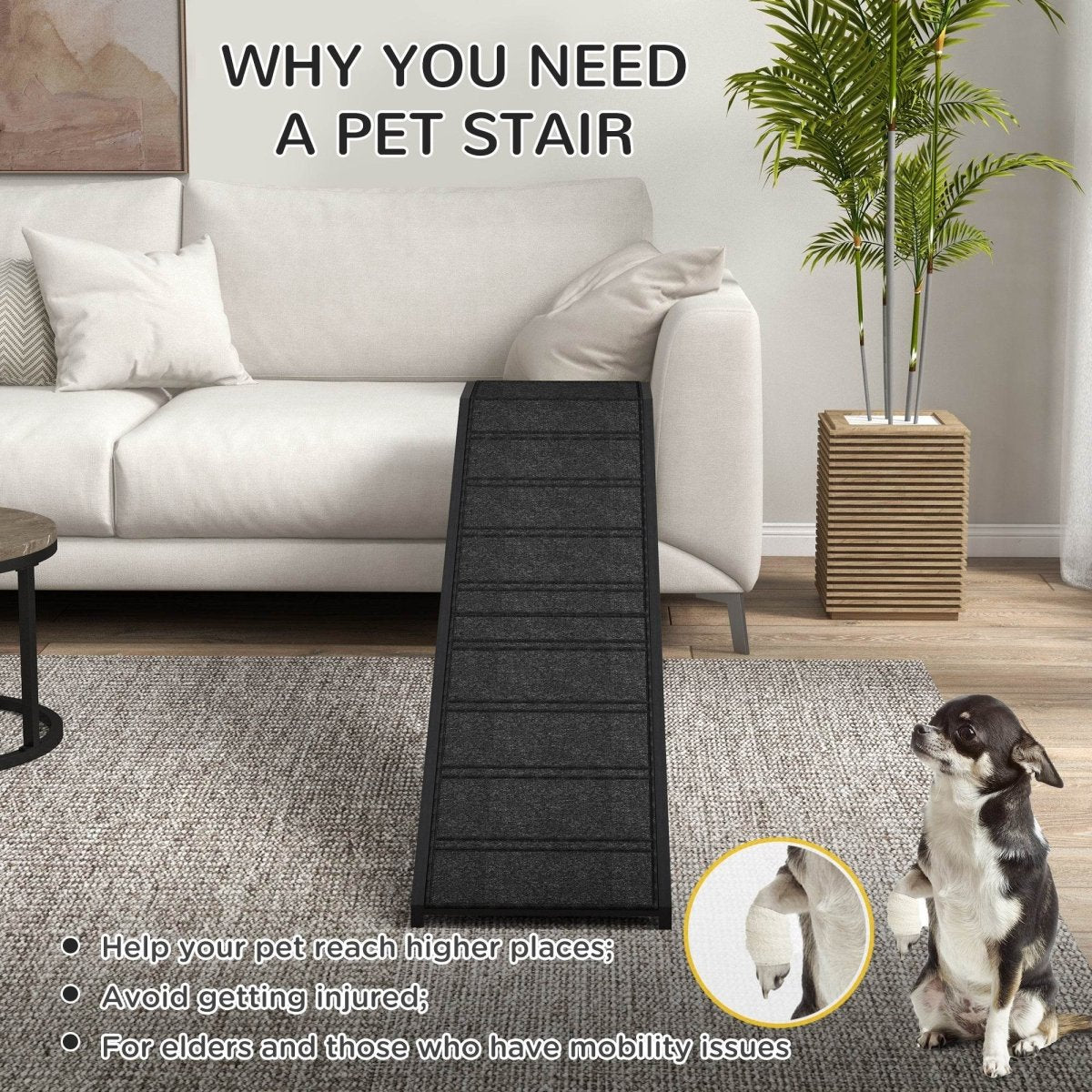 Pine Wood Dog Ramp With Anti-Slip Carpet Platform - Sleep Galleria