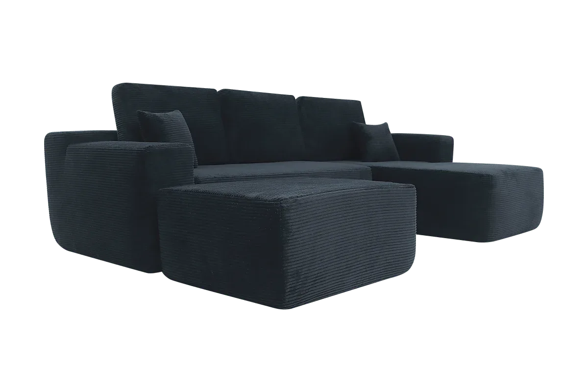 Plush Corduroy Modular Sectional Sofa With Chaise - Omega Lifestyles