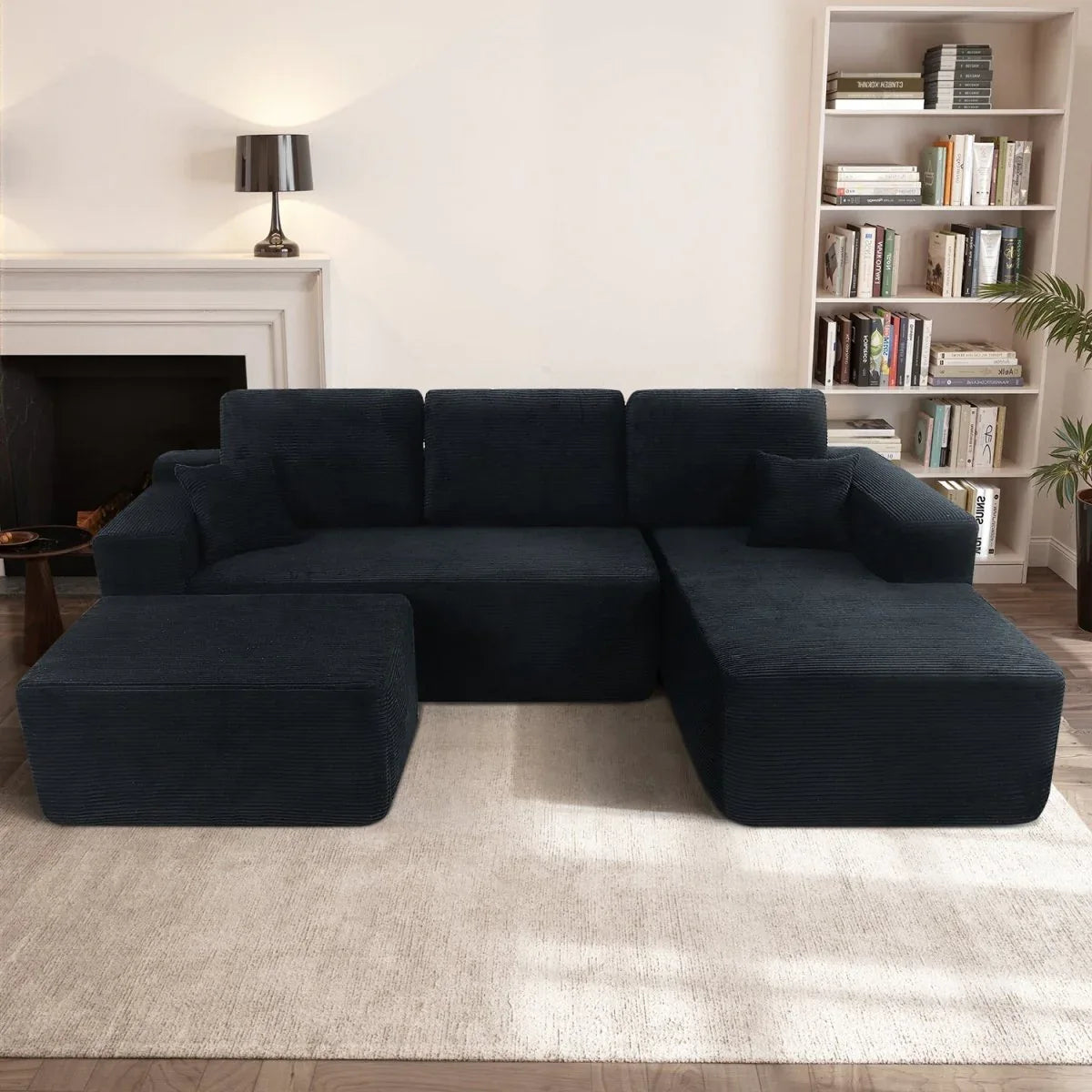 Plush Corduroy Modular Sectional Sofa With Chaise - Omega Lifestyles