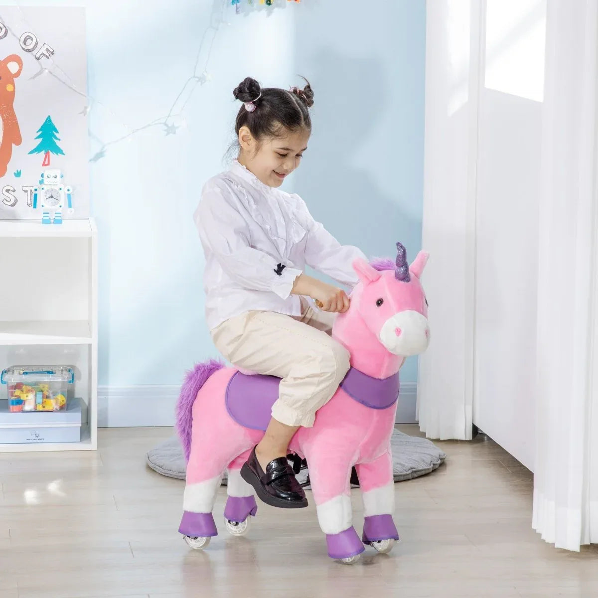 Plush Pink Steel Ride-On Unicorn Rocking Toy - Omega Lifestyles