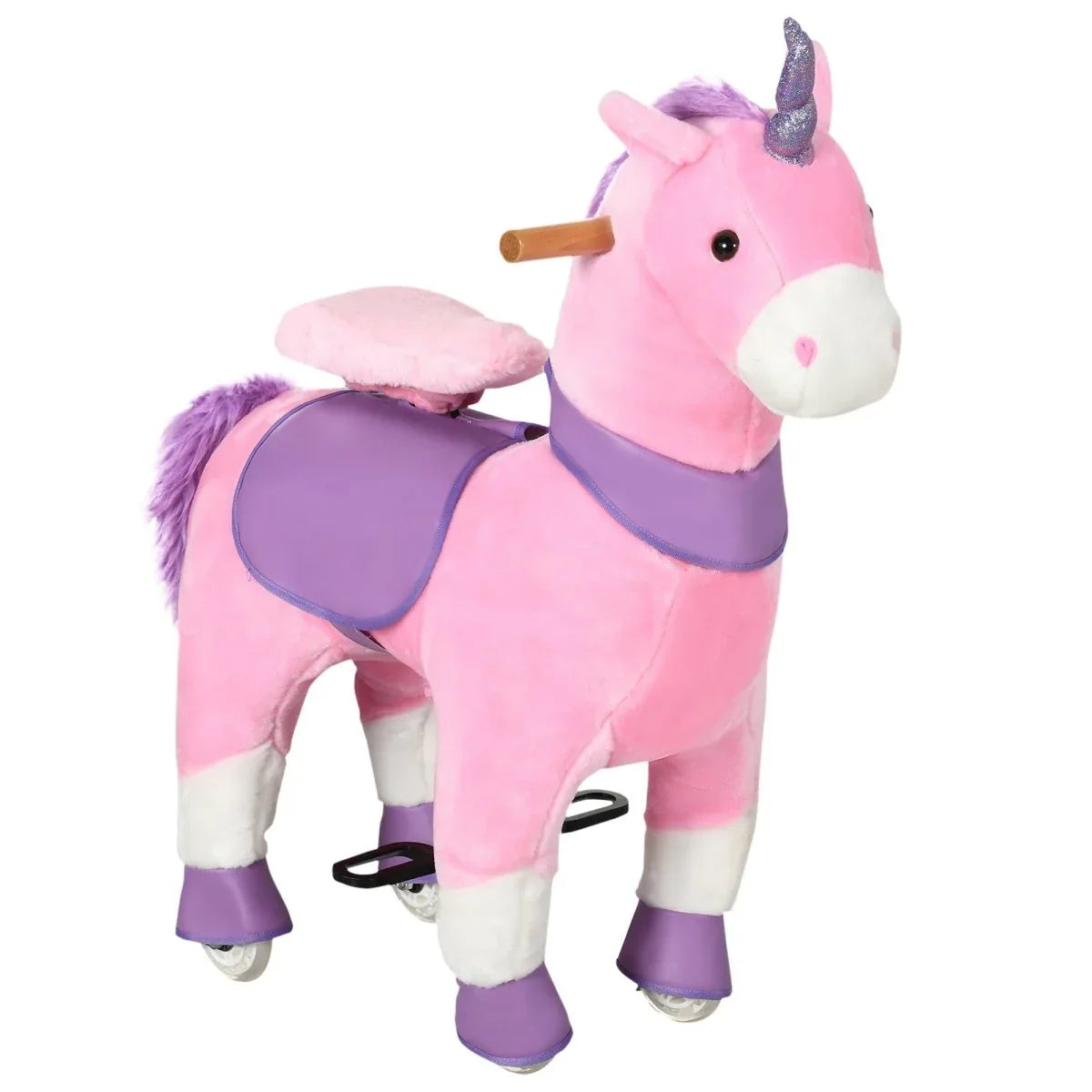 Plush Pink Steel Ride-On Unicorn Rocking Toy - Omega Lifestyles