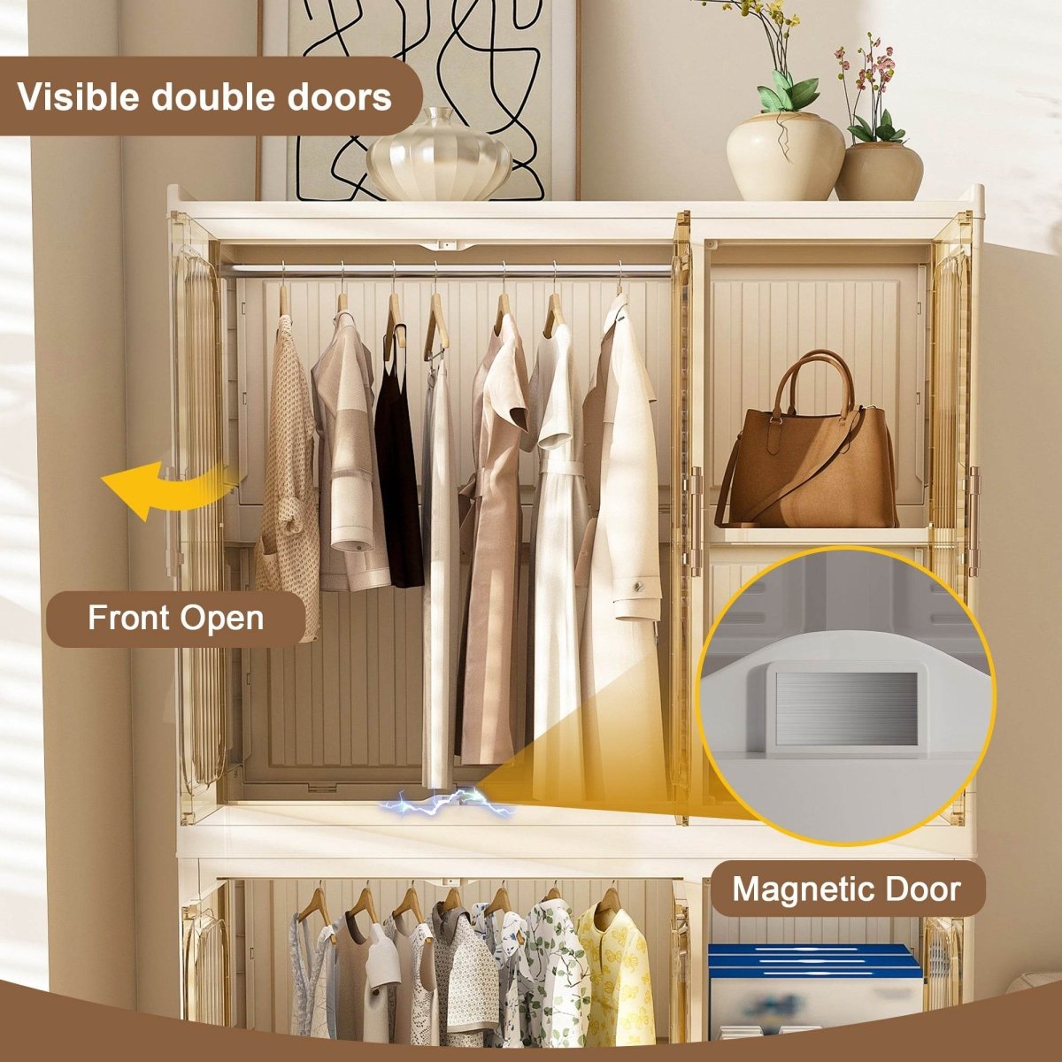 Portable Children’s Wardrobe Storage Organizer With Magnetic Doors - Sleep Galleria