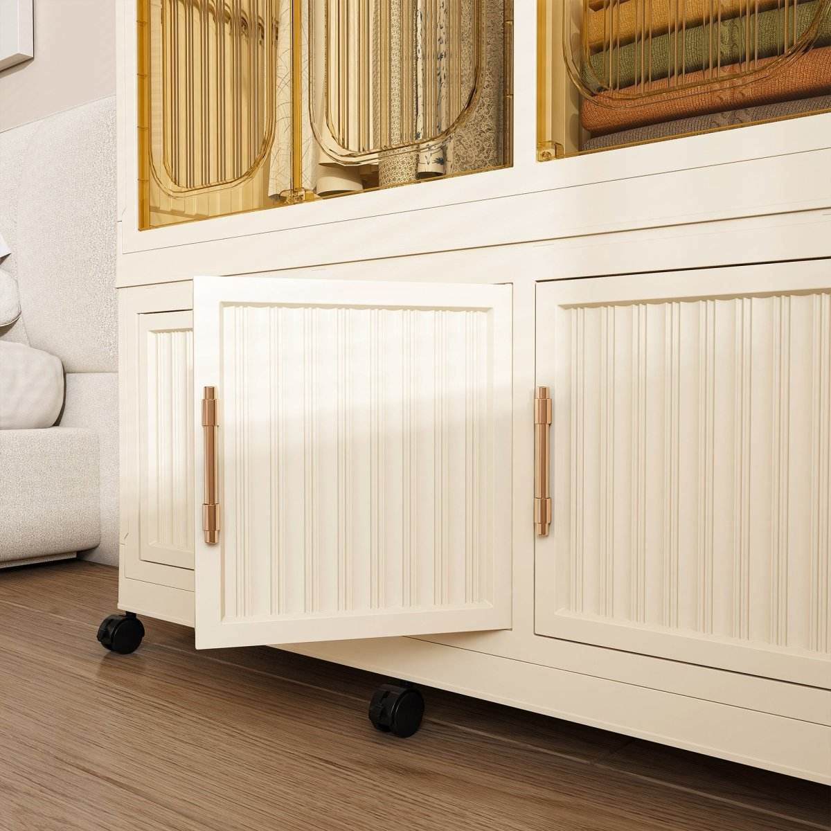 Portable Children’s Wardrobe With Magnetic Doors And Casters - Sleep Galleria