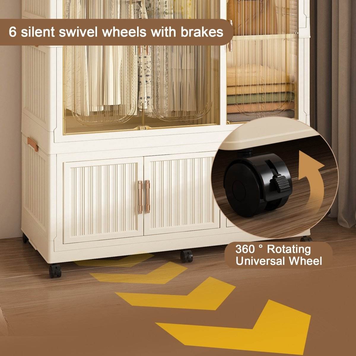 Portable Children’s Wardrobe With Magnetic Doors And Casters - Sleep Galleria