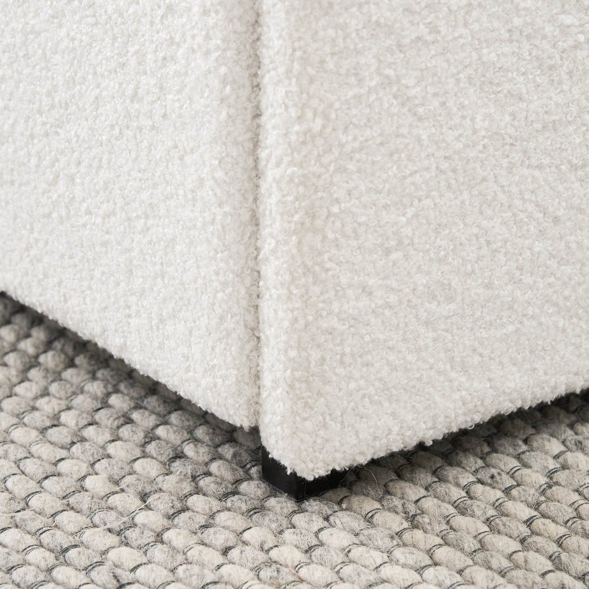 Queen Ivory Boucle Upholstered Platform Bed Frame With Storage - Zenvia - Omega Lifestyles