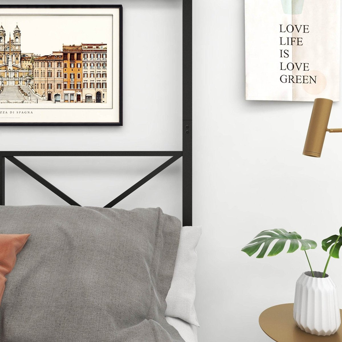 Queen Metal Canopy Bed Frame With Ornate European Design - Zenvia - Omega Lifestyles