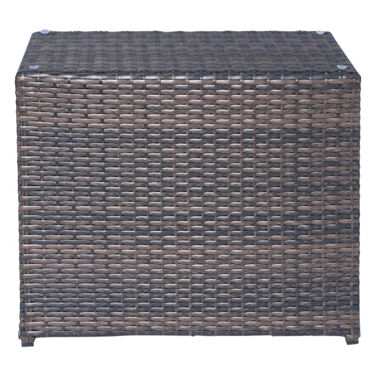 Rectangular Glass Top Wicker Outdoor Fire Pit Table - Zenvia - Omega Lifestyles
