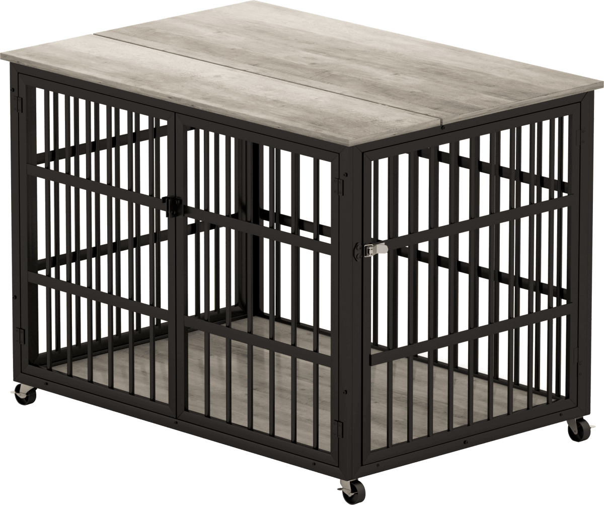 Rustic Brown Furniture Style Dog Crate With Wheels - Sleep Galleria