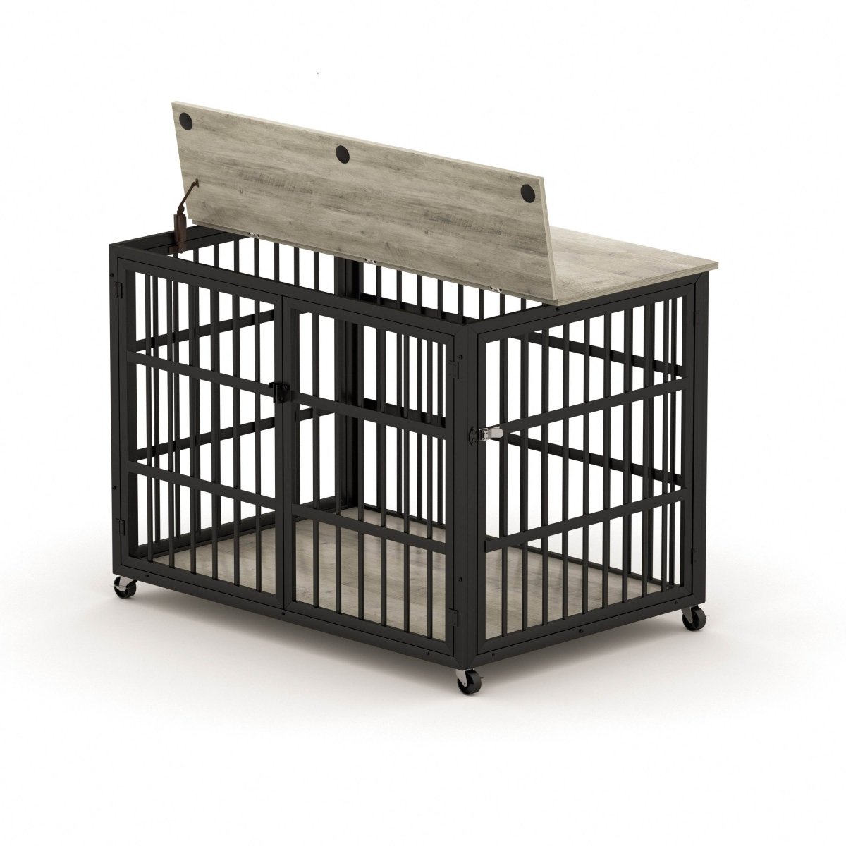 Rustic Brown Furniture Style Dog Crate With Wheels - Sleep Galleria