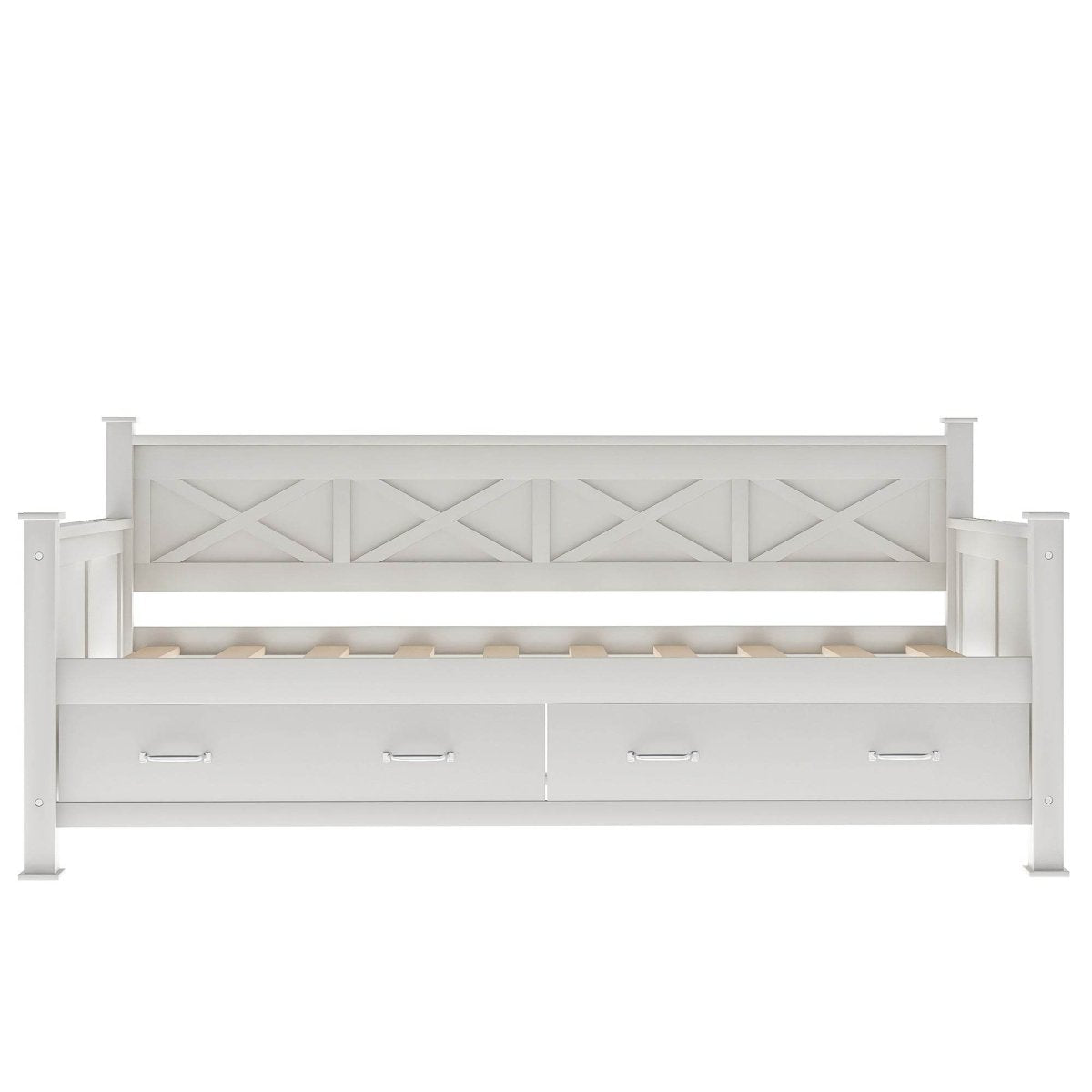 Rustic Cream White Wooden Daybed - Sleep Galleria