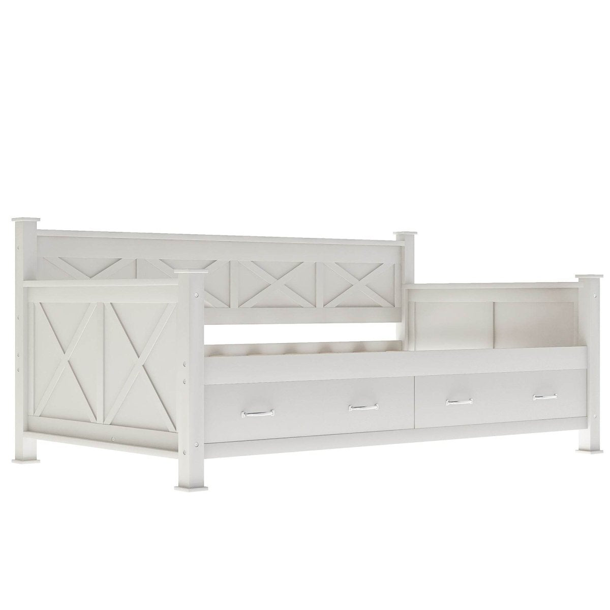 Rustic Cream White Wooden Daybed - Sleep Galleria