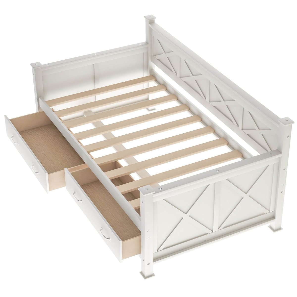 Rustic Cream White Wooden Daybed - Sleep Galleria